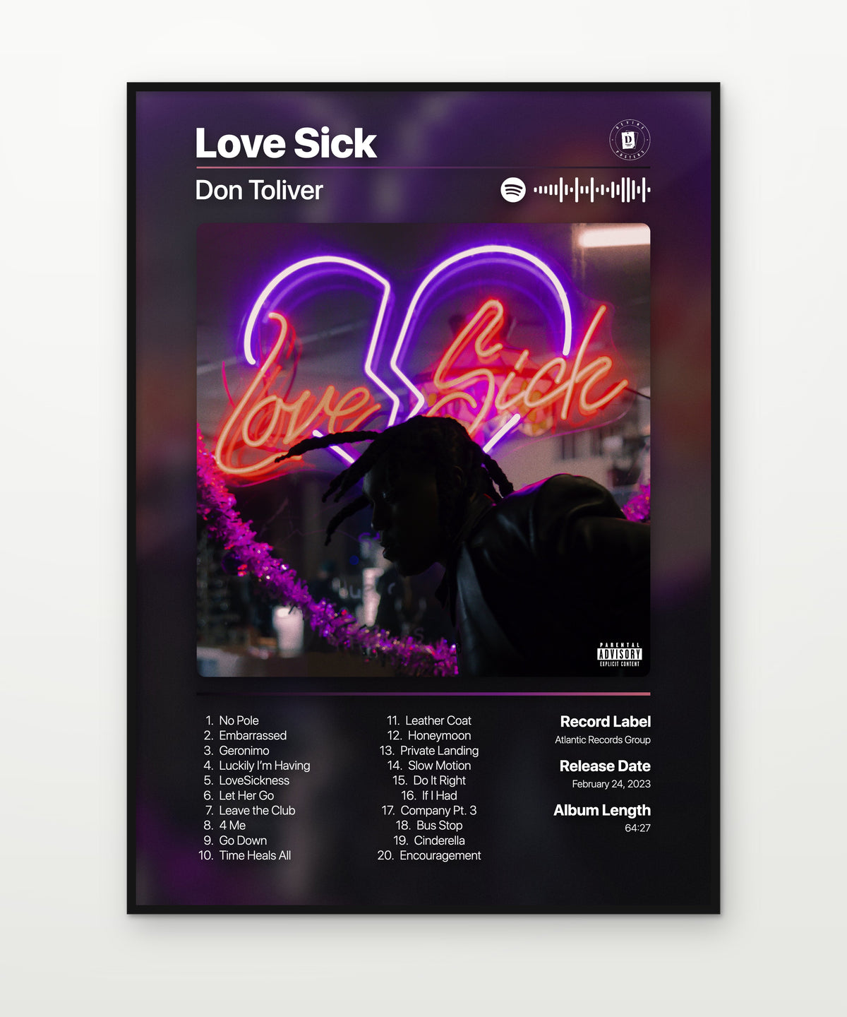 Don Toliver Love Sick (Deluxe) album poster mockup