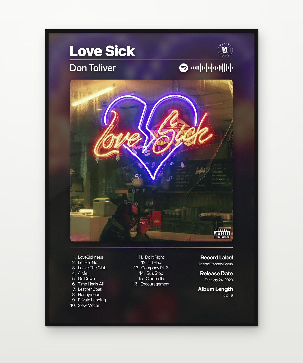 Don Toliver Love Sick album poster mockup