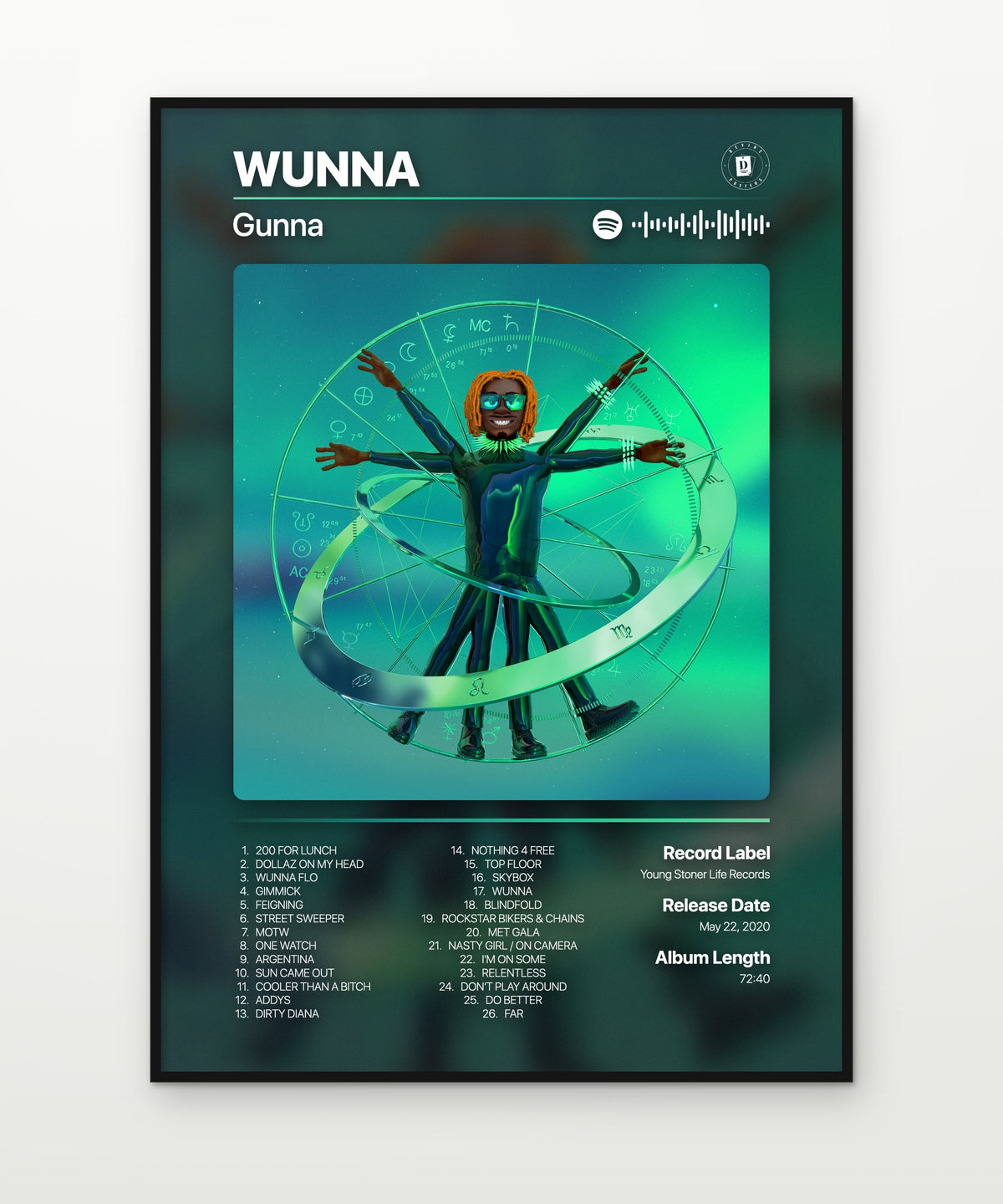 Gunna WUNNA (Deluxe) album poster mockup